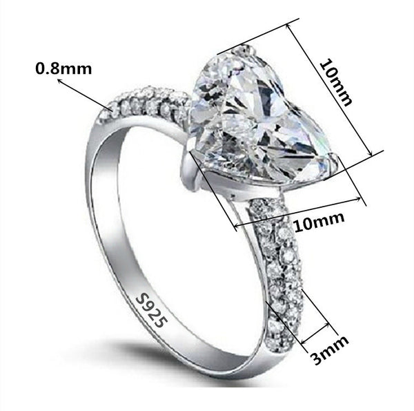 Heart Shaped White Gold Plated Wedding Ring