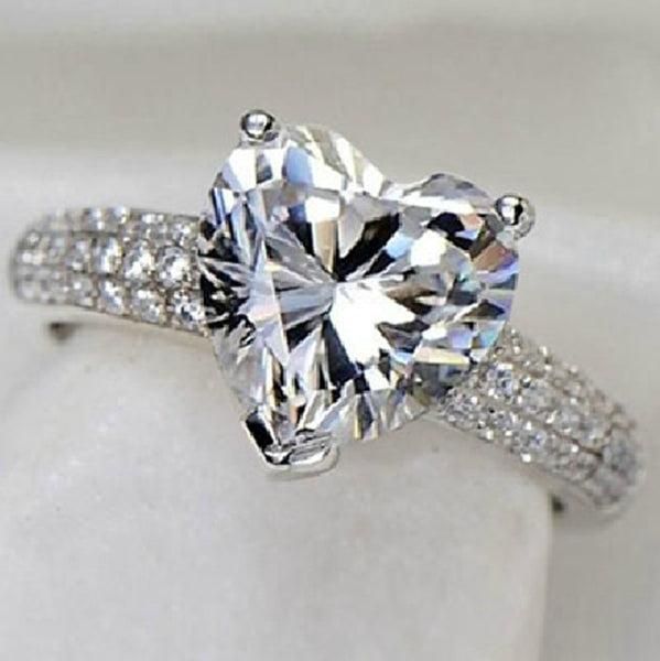 Heart Shaped White Gold Plated Wedding Ring