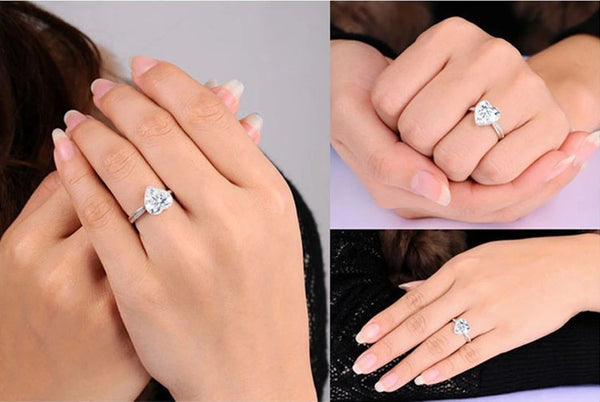 Heart Shaped White Gold Plated Wedding Ring