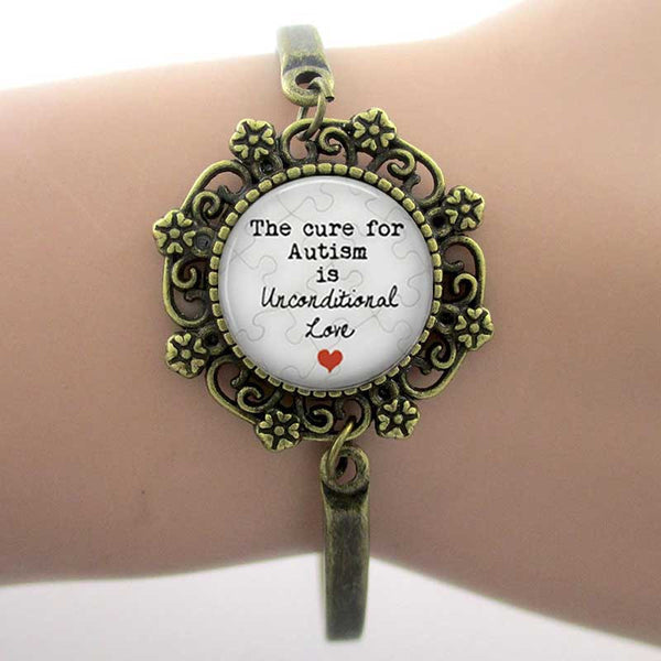 "The Cure for Autism Is Unconditional Love" Charm Bracelet