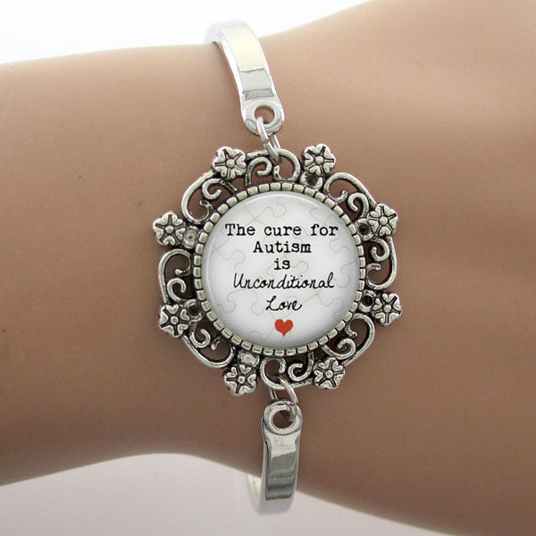 "The Cure for Autism Is Unconditional Love" Charm Bracelet